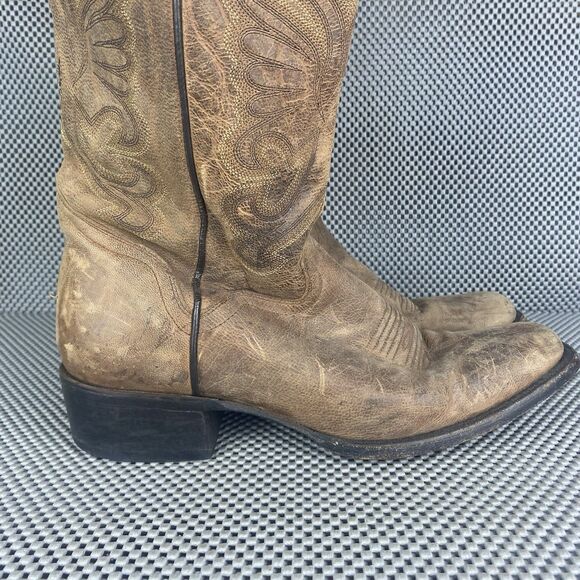 J.B Dillon Cowboy Boots Men's 10 B Brown Goat Leather Western Made In Mexico. - Picture 7 of 14
